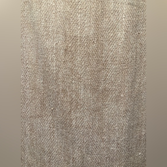 RALPH LAUREN Black Label Tan Gold Fleck Herringbone Linen Midi Pencil Skirt, 4 - Picture 9 of 12